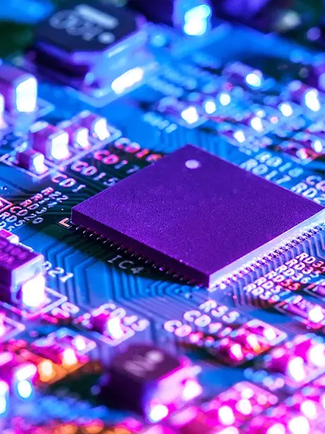 Colourful circuit board with components
